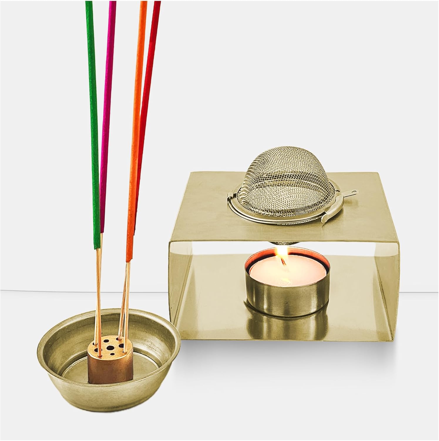 CiLon 4in1 Incense Holder with Tea Candle Warmer and Resin Diffuser