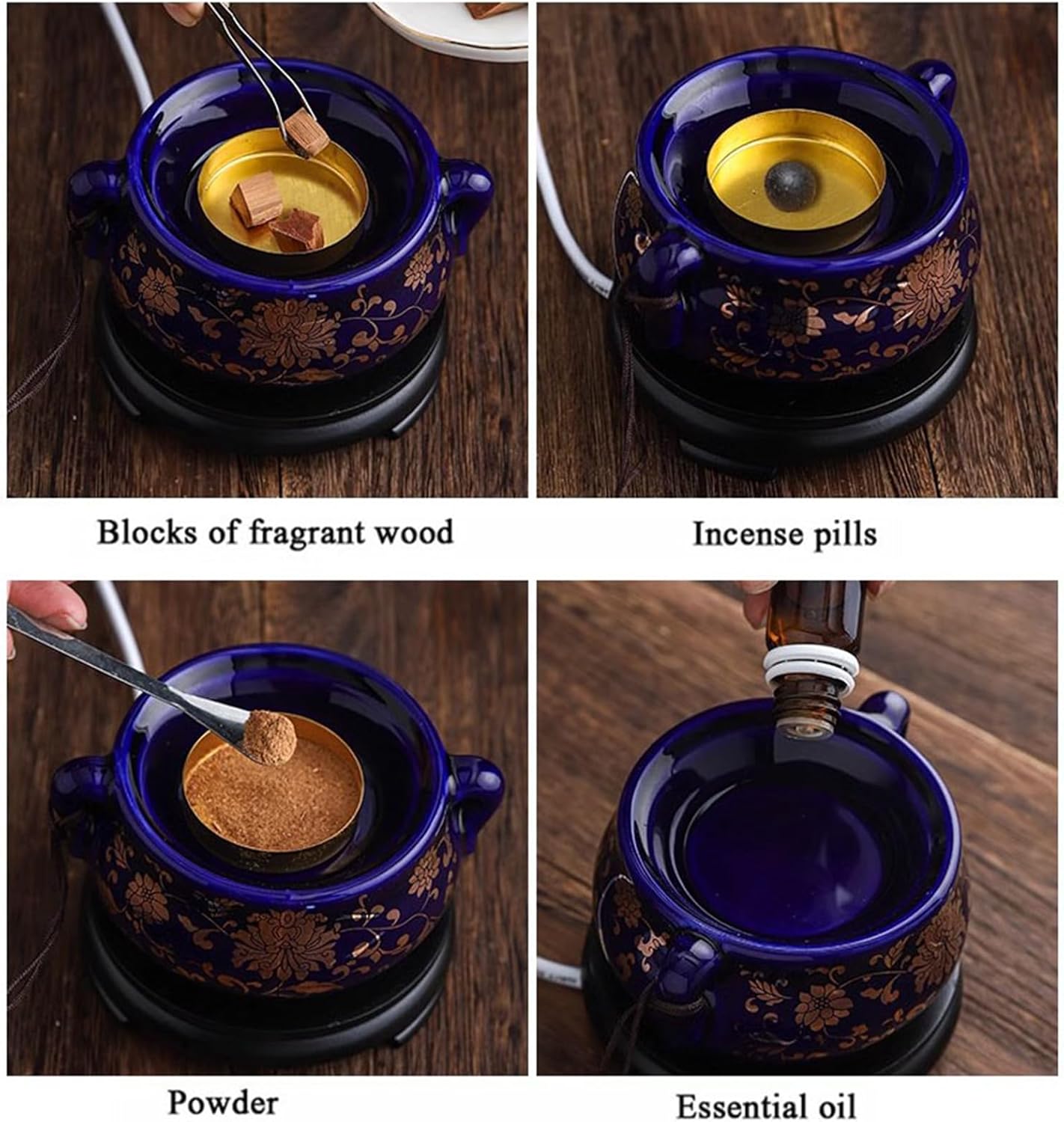 Electric Resin Burner with Timer and Adjustable Heat - Blue Gold
