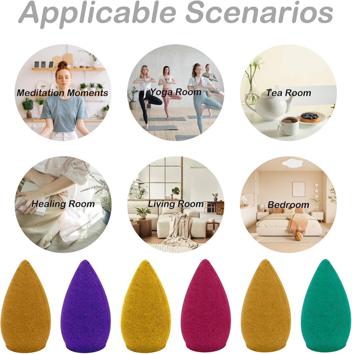 110Pcs Backflow Incense Cones with 6 Natural Scents