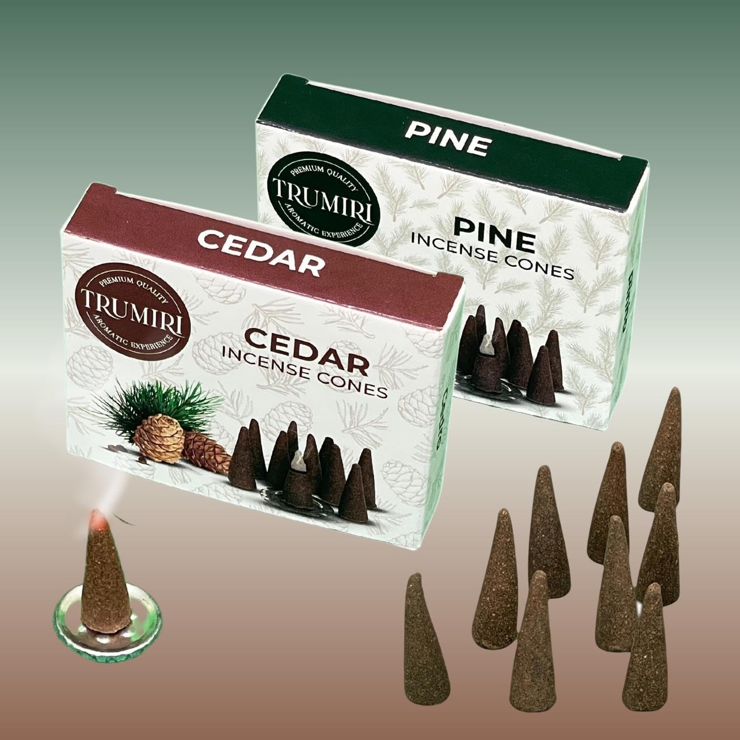 TRUMIRI Incense Cones - 20 Pack 10 Cedar 10 Pine
