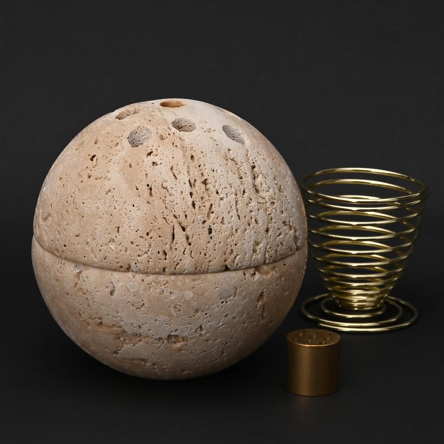 Handmade Travertine Incense Resin Burner Holder