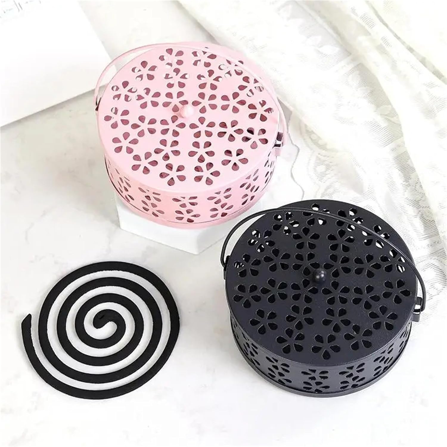 Iron Mosquito Coil Box with Sandalwood Aroma and Ventilation Design