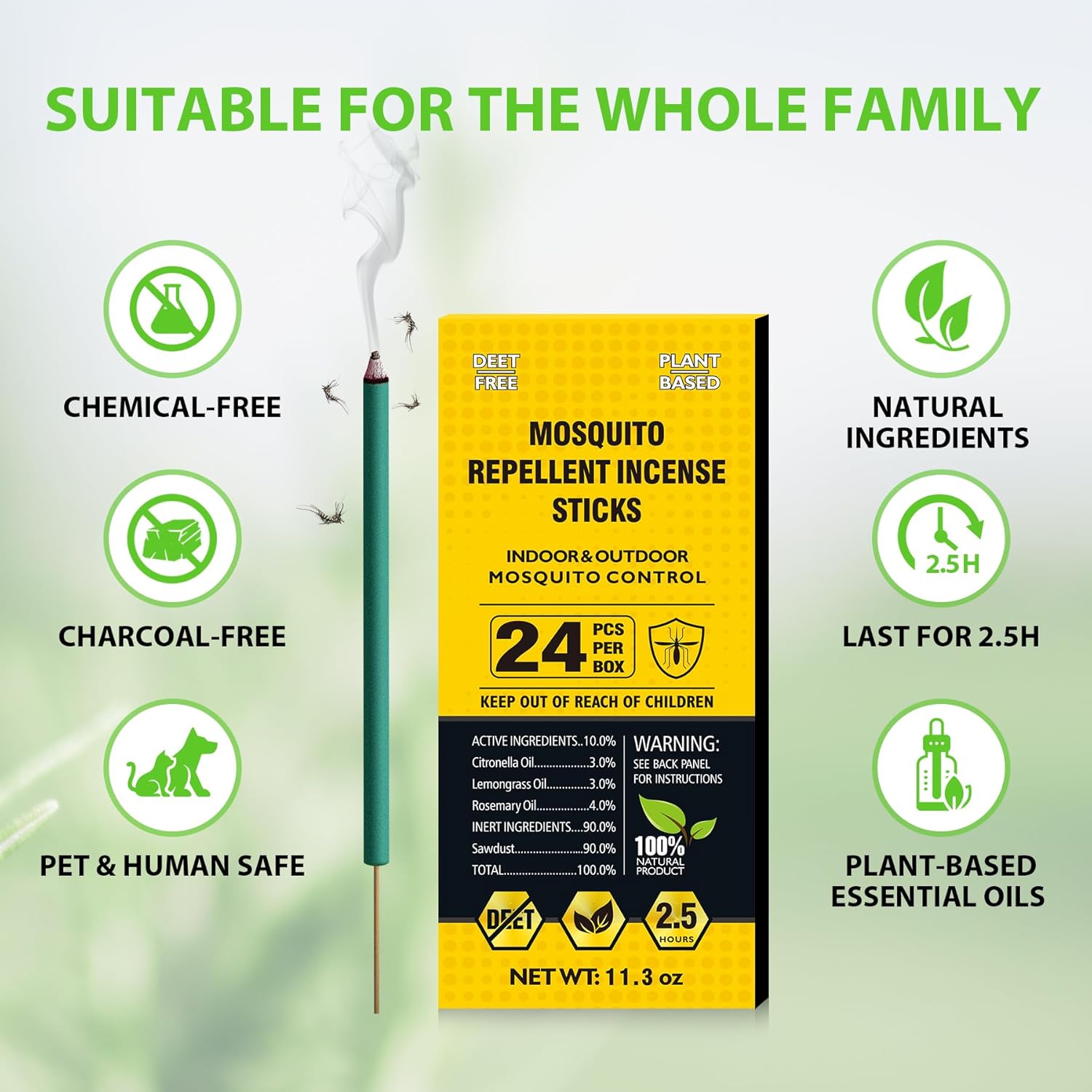 BugBai Mosquito Repellent Incense Sticks 24PCS