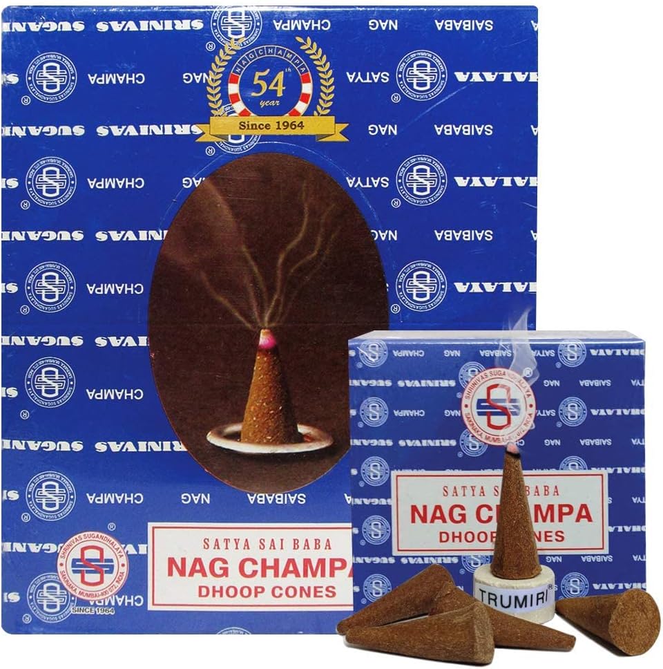 TRUMIRI Nag Champa Incense Cones and Burner Bundle