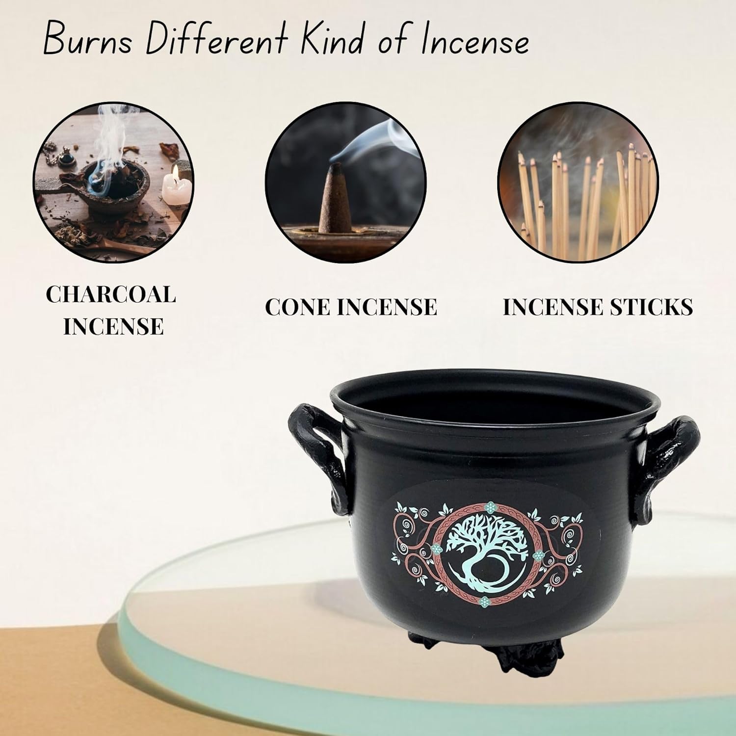 Vrinda Tree of Life Iron Incense Burner - Decorative for Meditation and Rituals