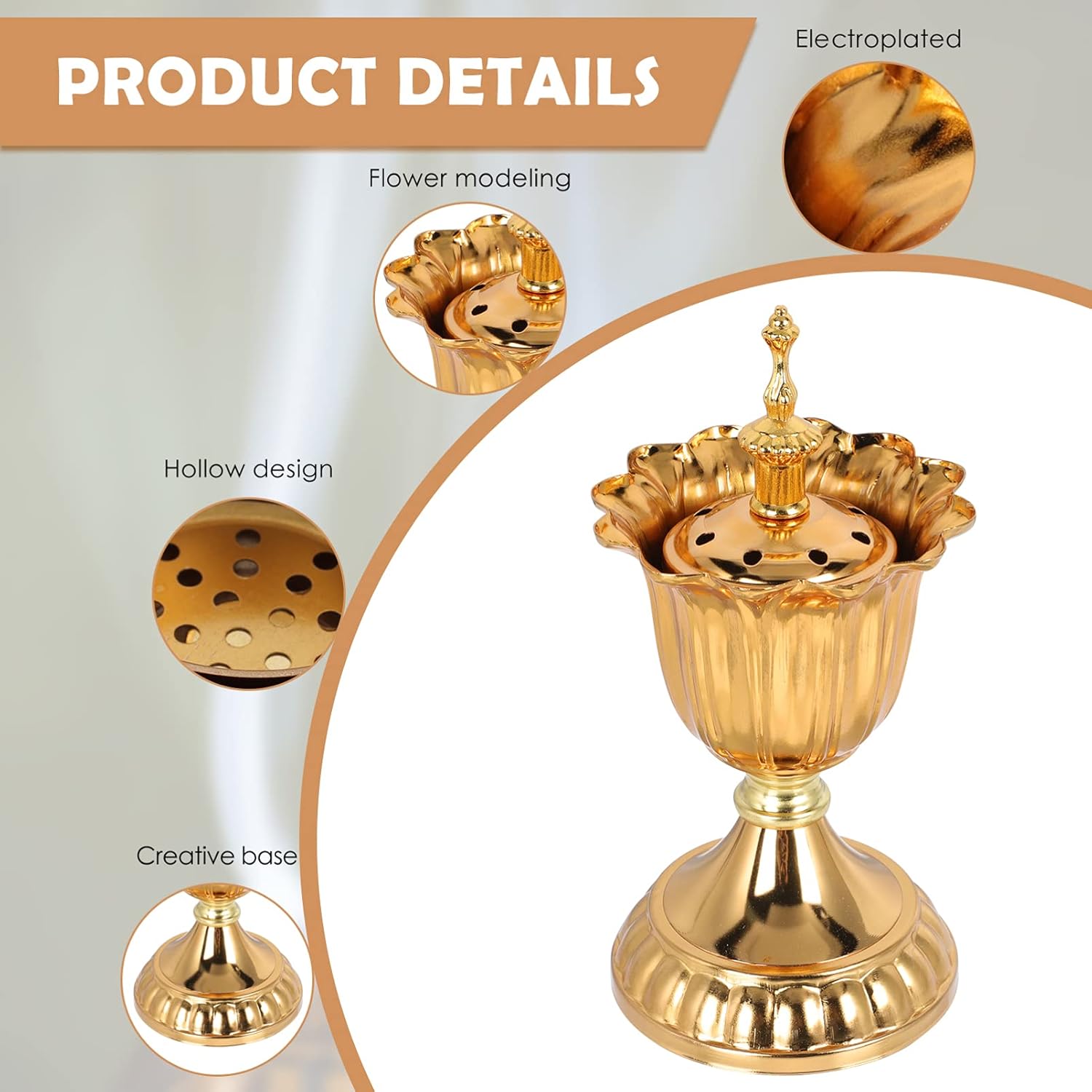 Macrame Decor Incense Burner with Golden Stand