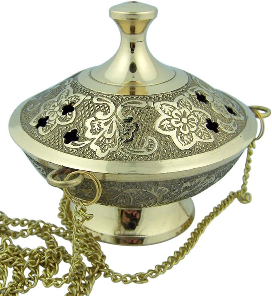 Religious Gifts Gold Plate Over Brass Incense Holder
