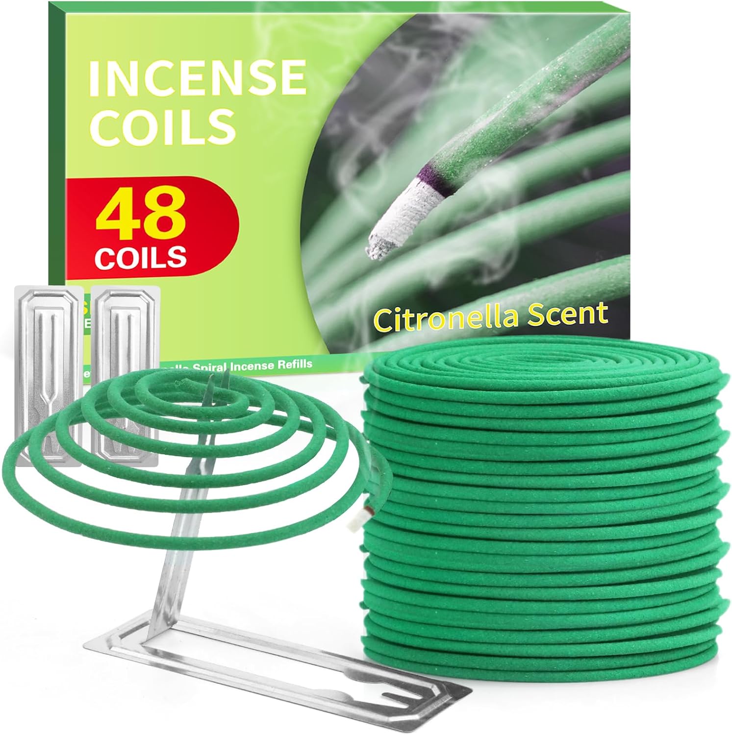 Citronella Incense Coils 48 PCS with 2 Holders for Outdoor Use