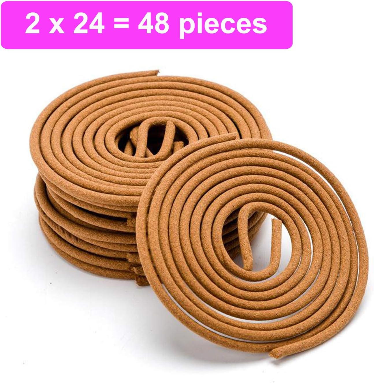 LZWIN Sandalwood Incense Coils 48 Pieces Natural Burner Aroma