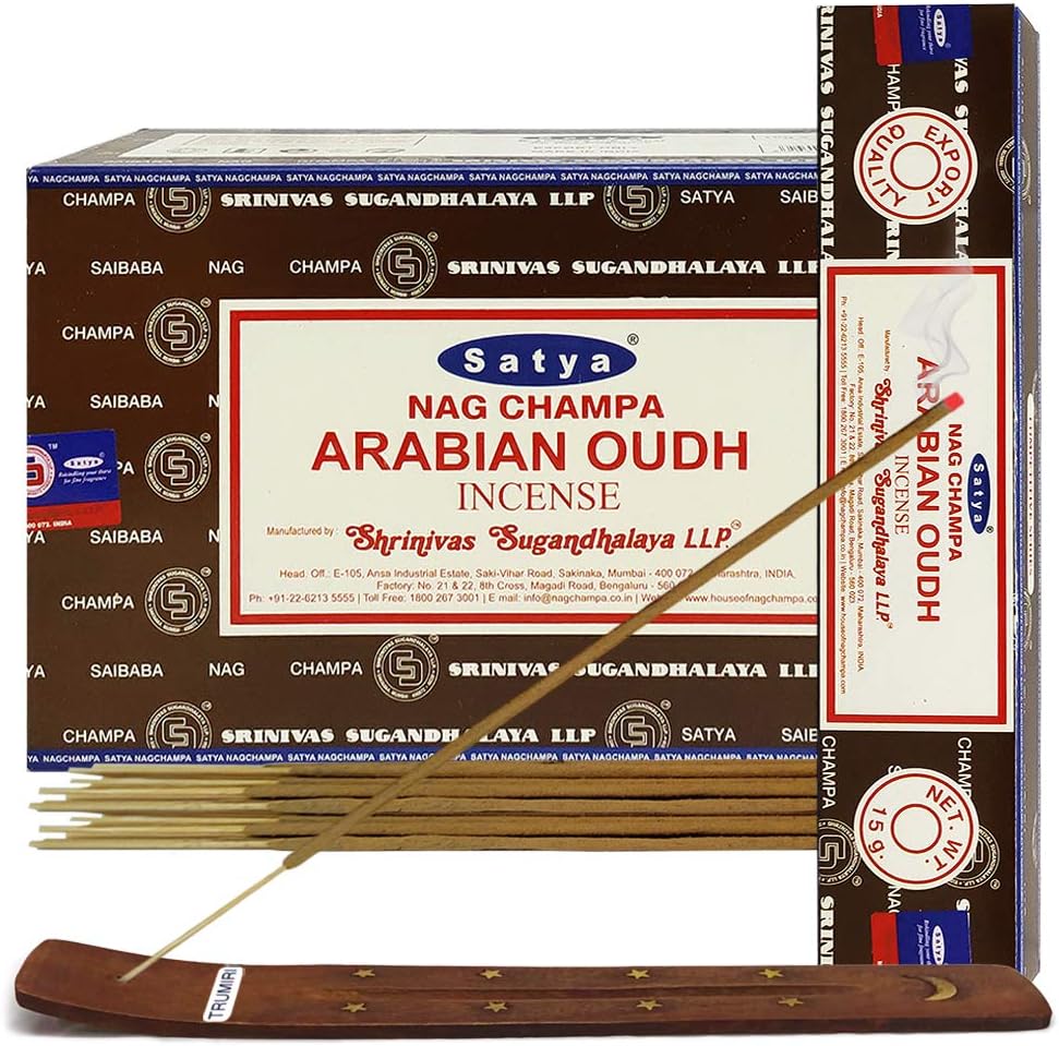 TRUMIRI Arabian Oudh Incense Sticks and Holder Bundle