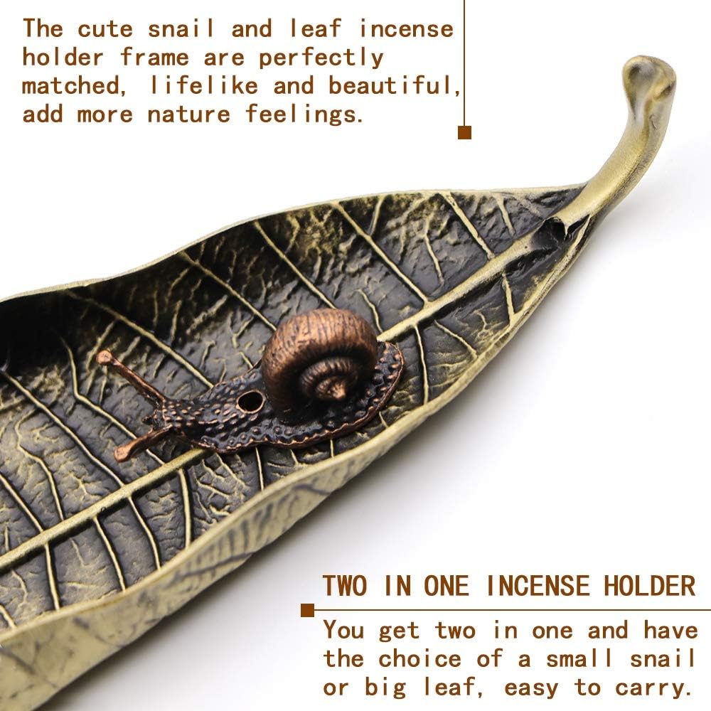 Leaf and Snail Incense Holder Set - Durable Zinc Alloy
