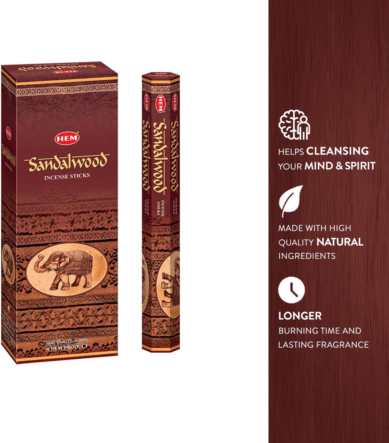 HEM Sandalwood Incense Sticks Pack of 6 120 Count 301g