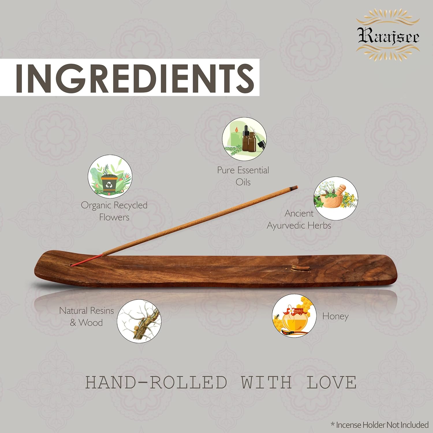 Raajsee Natural Incense Sticks 6 Pack Mixed Scents Gift Set