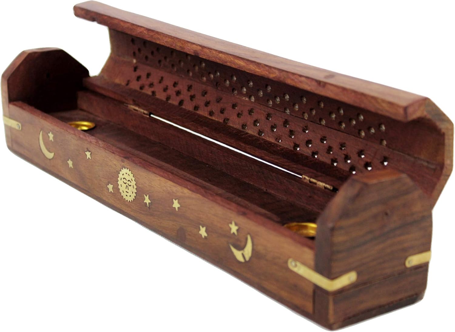 Sheesham Wood Incense Burner Set of 2 Coffin Style