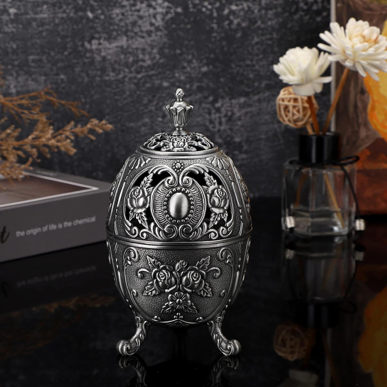 JUXYES Vintage Incense Burner Holder with Ash Catchers