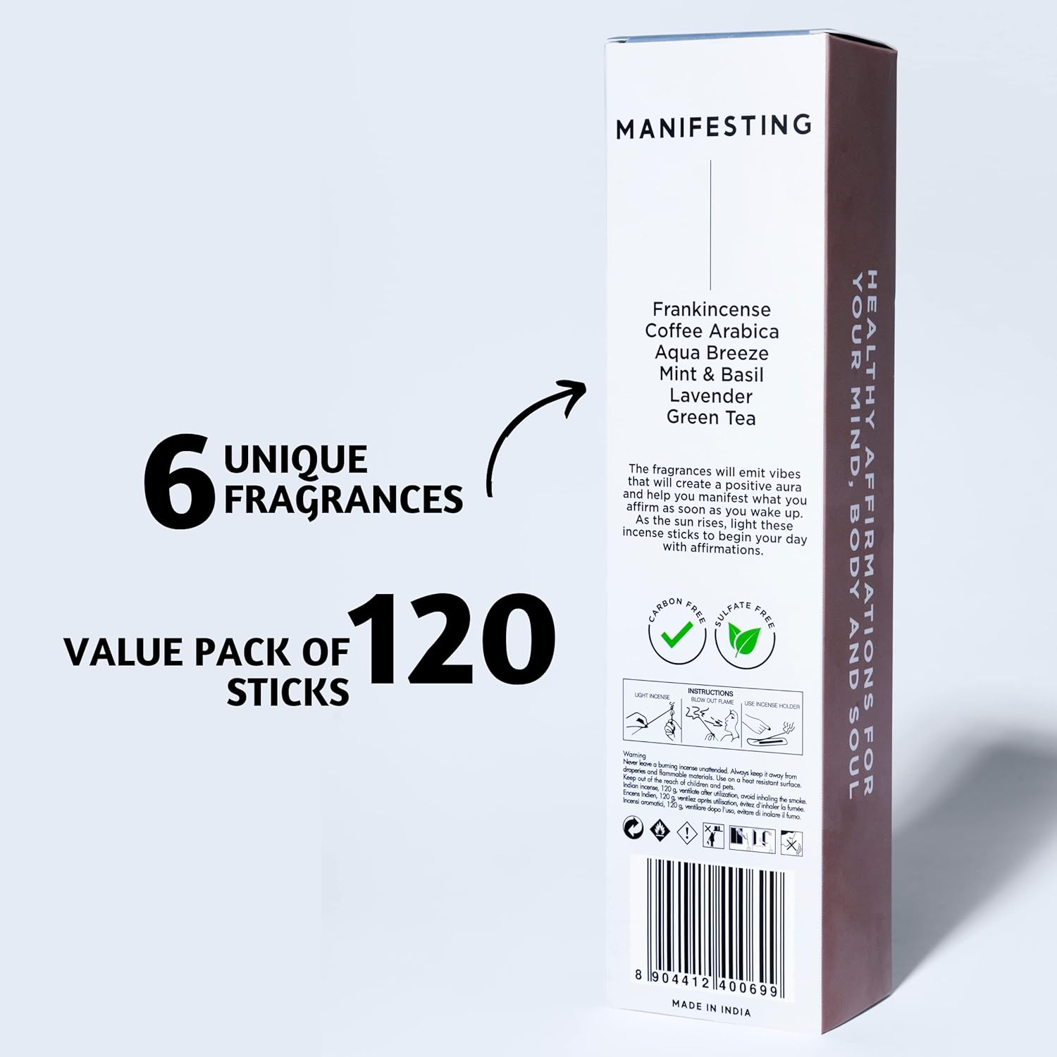 Folkulture Incense Sticks Set of 6 120 pcs 45 Min Burn Time