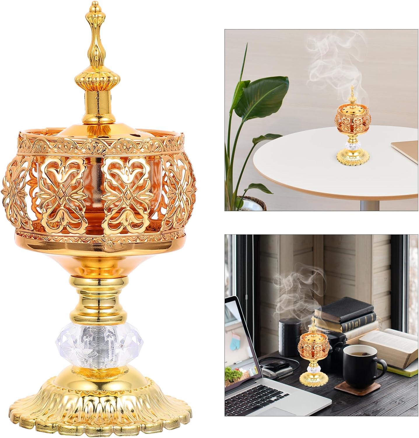 HOMSFOU Vintage Lace Incense Burner Wrought Iron Decor