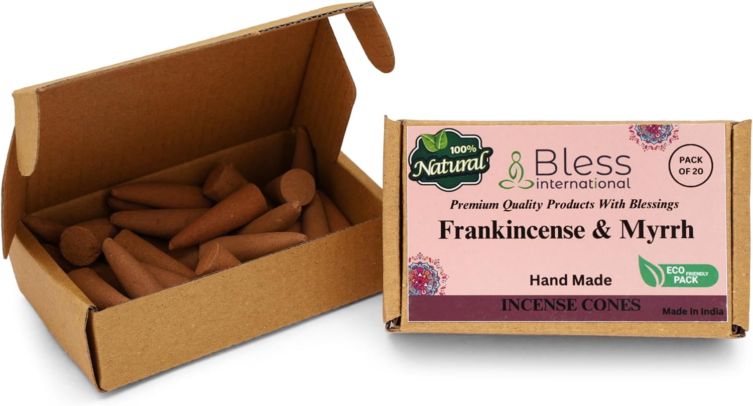 Bless International Frankincense Myrrh Natural Incense Cones 20 Count