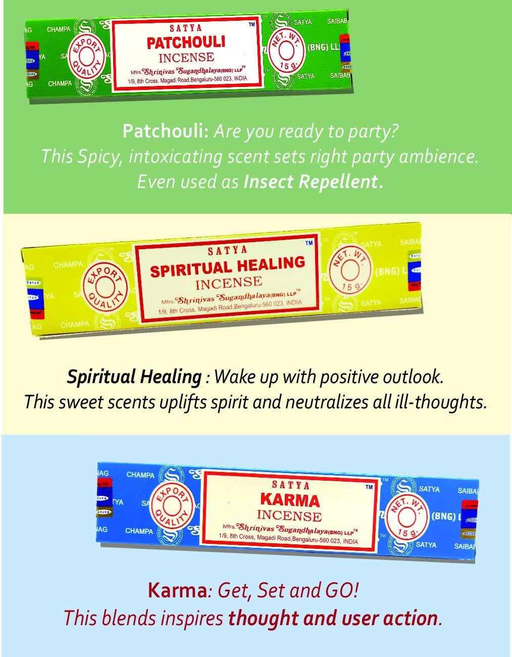 Satya Nag Champa Incense Sticks Variety Pack