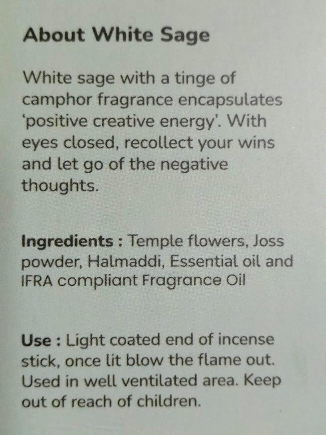 White Sage Incense Sticks - 80 Pack Charcoal Free Upcycled Flower Made Cleansing Protection