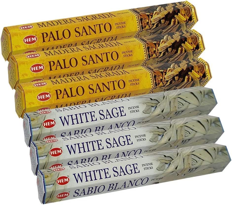 White Sage and Palo Santo Incense Sticks with Holder Bundle