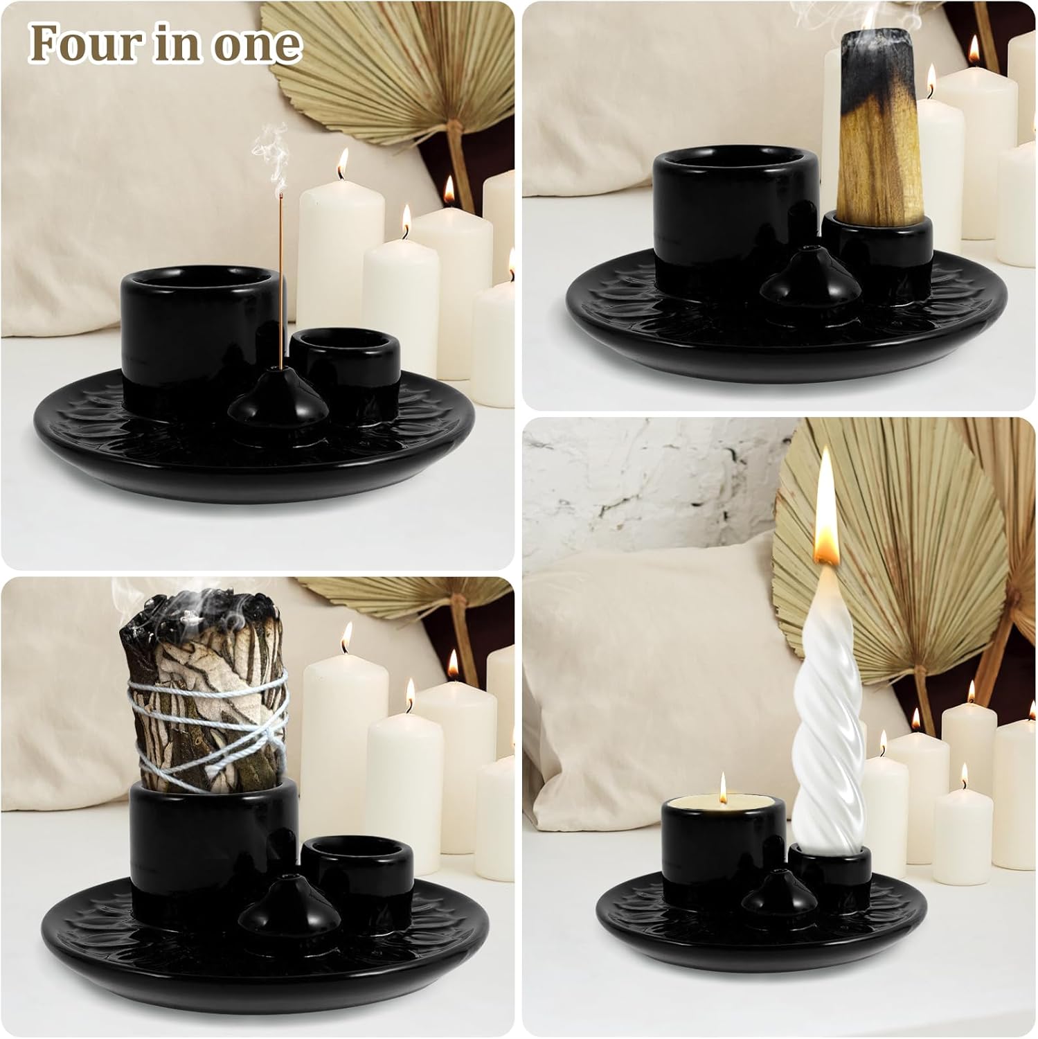Ceramic Palo Santo Sticks Holder 4 in 1 Burner Tray 1