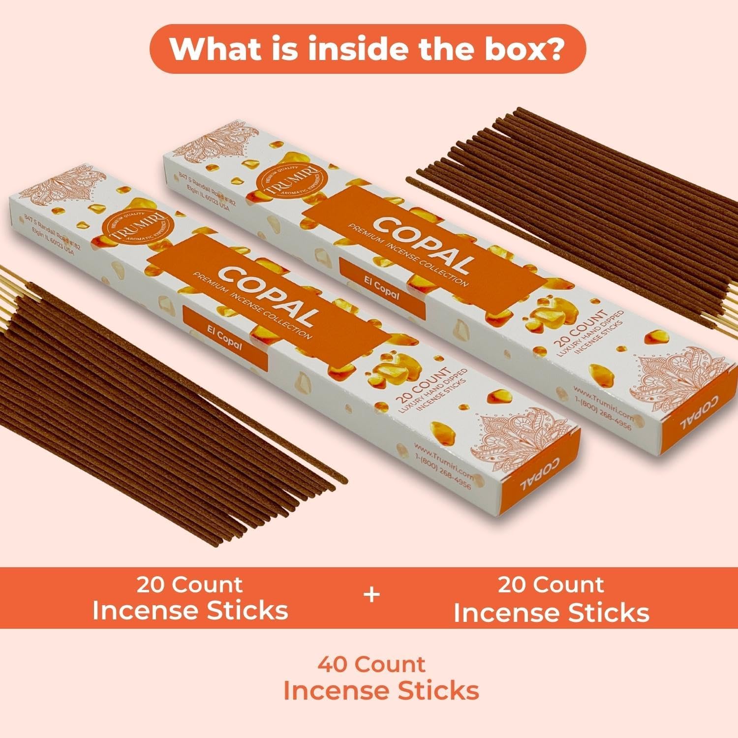 TRUMIRI Copal Incense Sticks - 40 Sticks Dual Pack