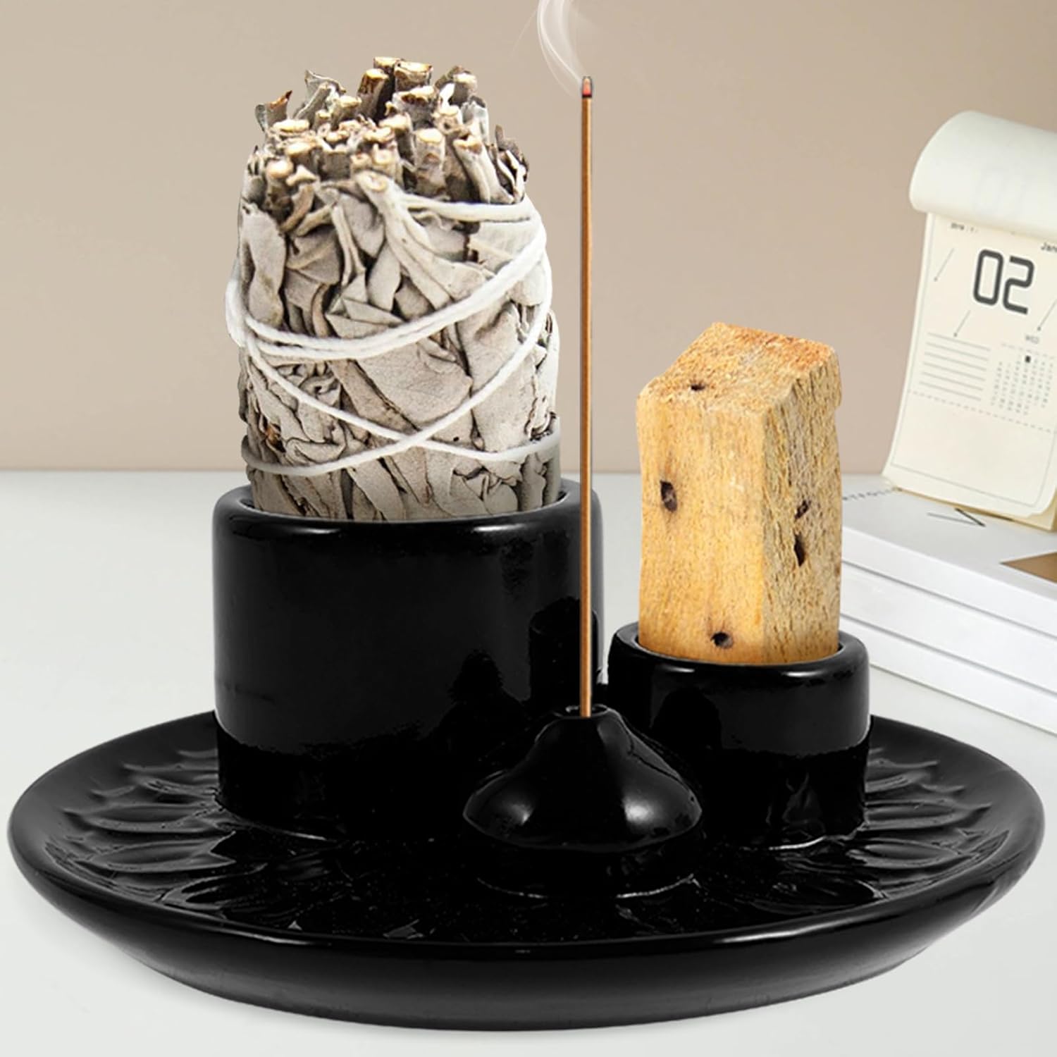 Ceramic Palo Santo Sticks Holder 4 in 1 Burner Tray 1