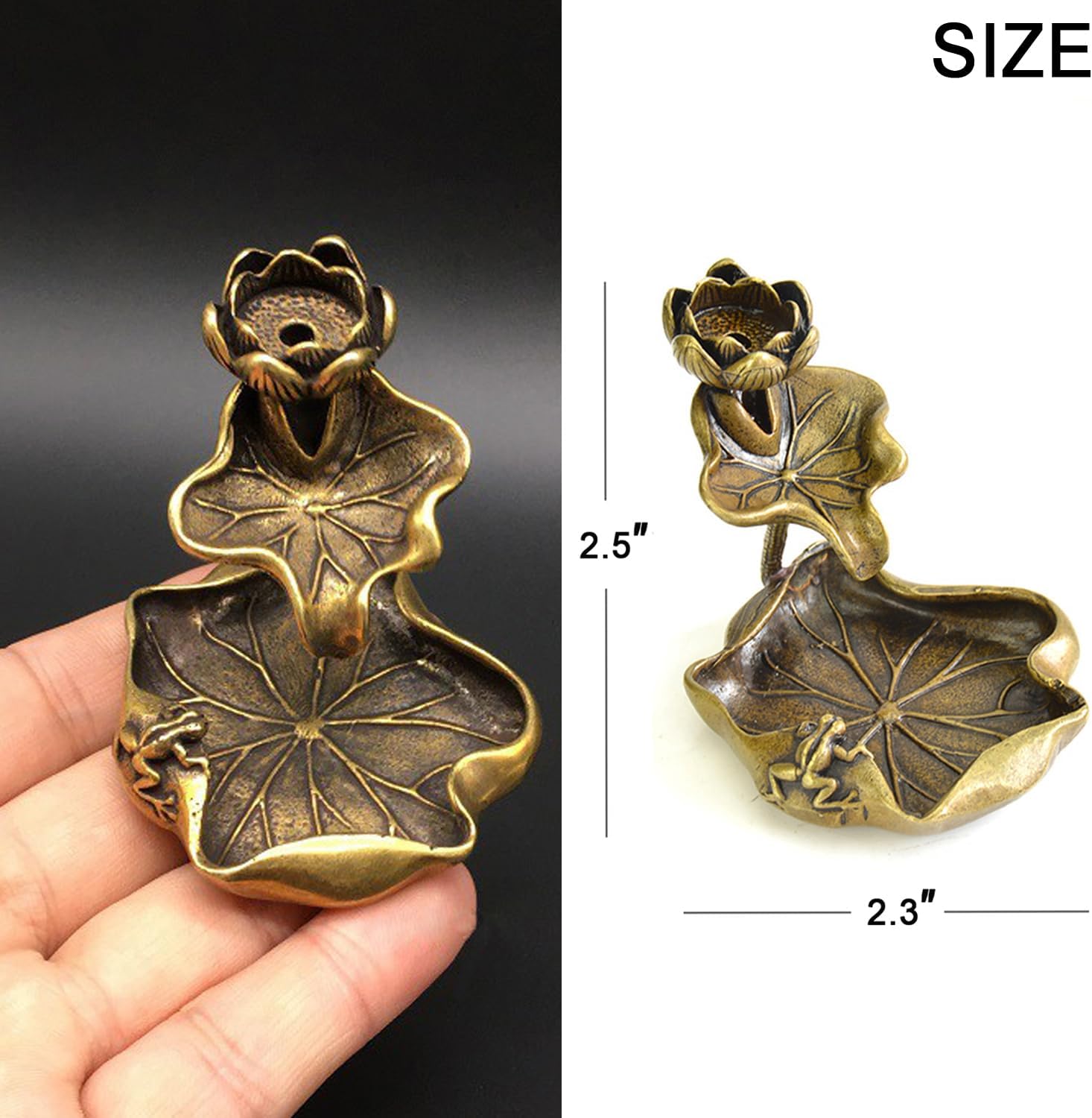 OwMell Vintage Brass Lotus Incense Holder