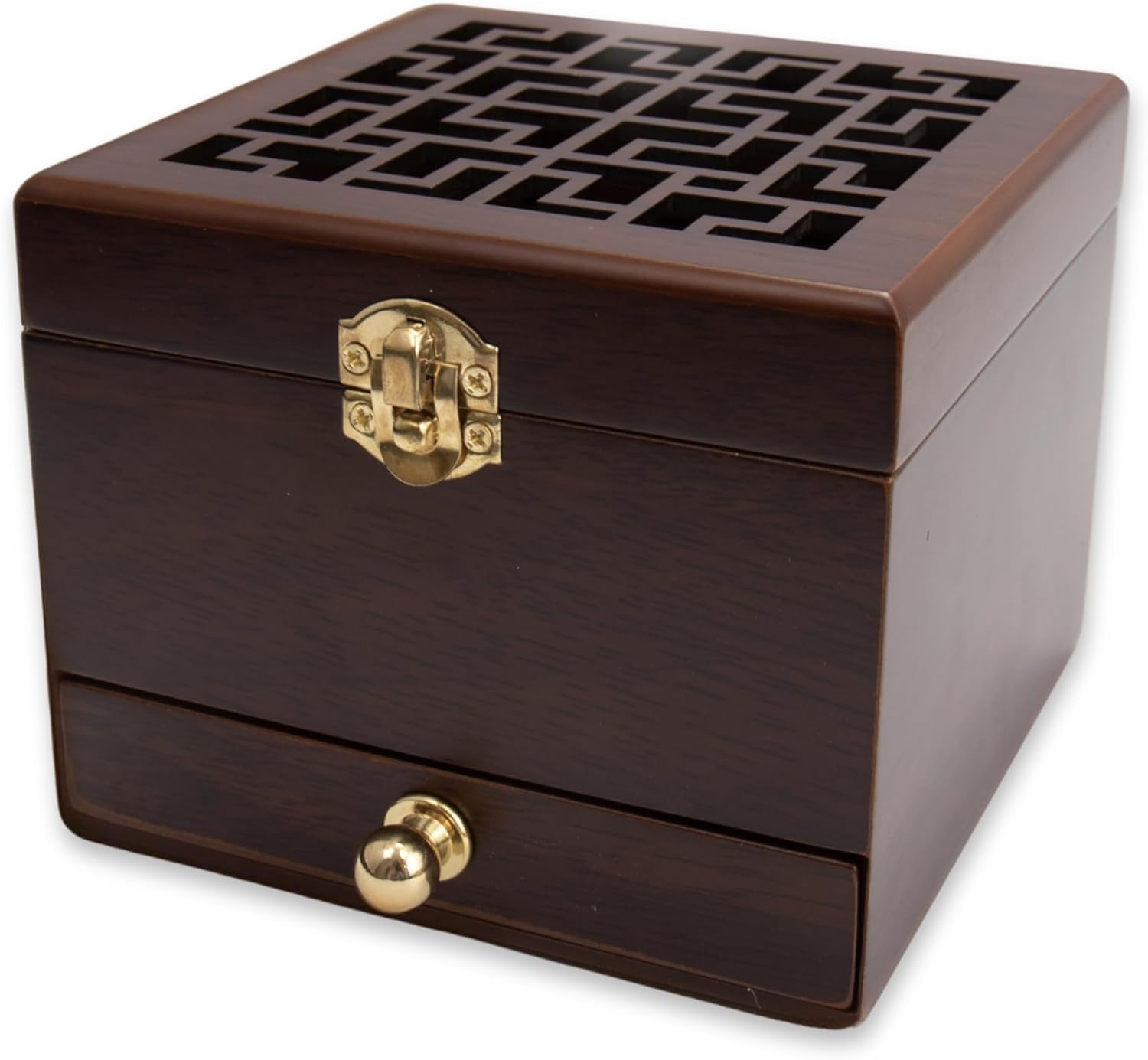 Nazareth Store Wood Incense Holder with Brass Inlays