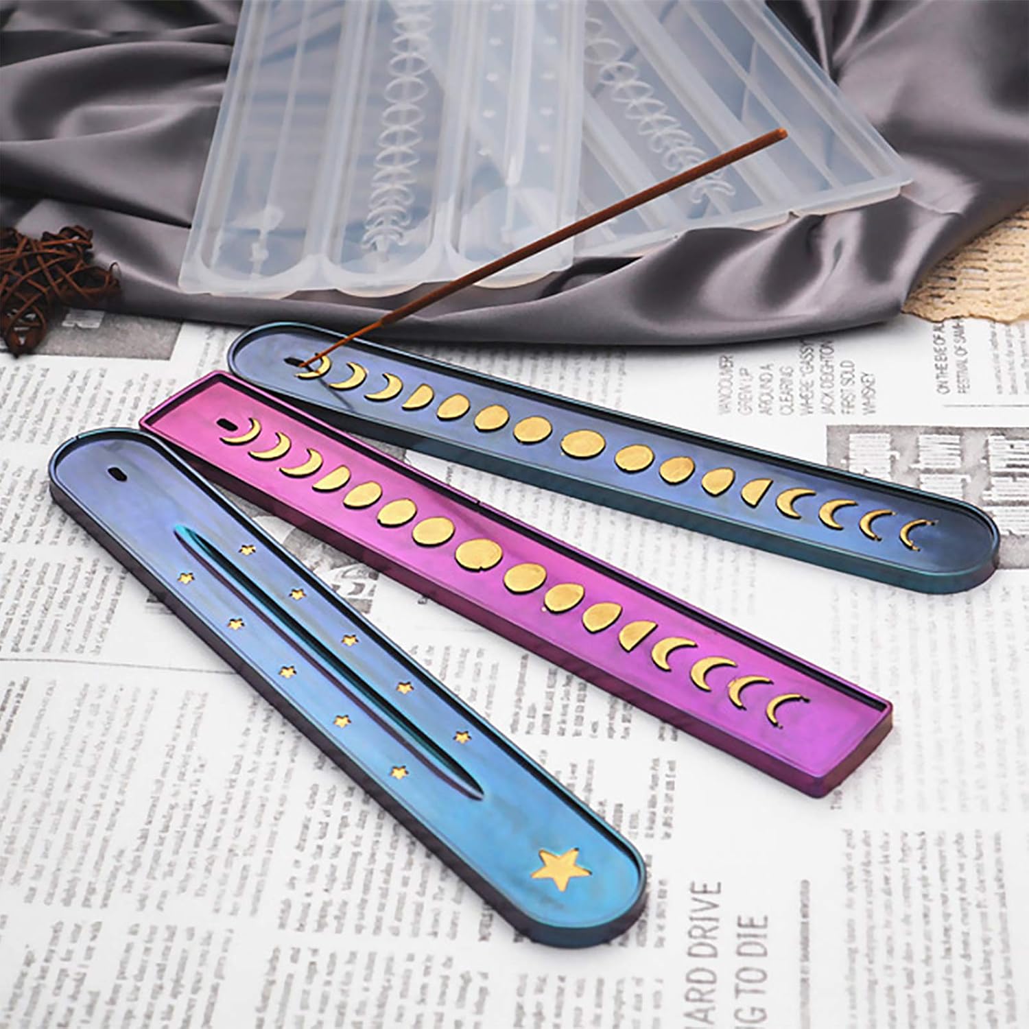 Moon Phase Incense Holder Epoxy Resin Molds Set 5-Count