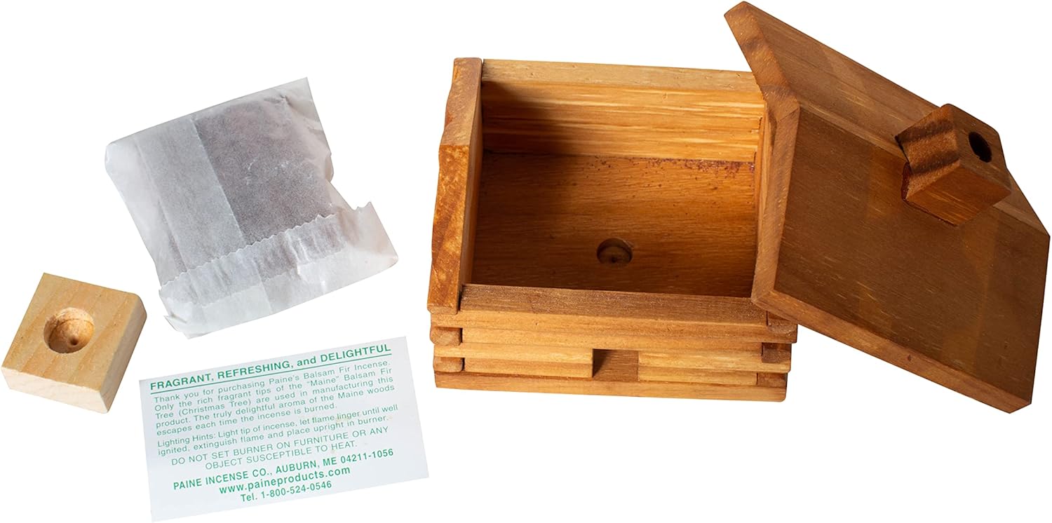 Paines Medium Log Cabin Cedar Incense Burner with 10 Cedar Cones