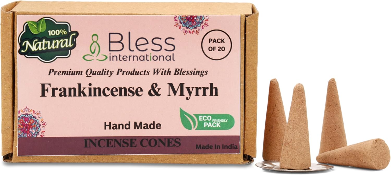 Bless International Frankincense Myrrh Natural Incense Cones 20 Count