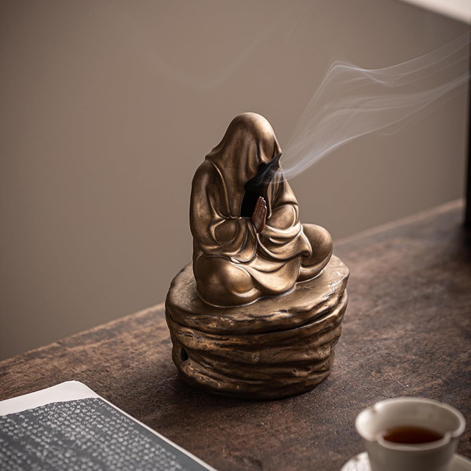 Cacukap Ceramic Zen Incense Holder with Buddha Statue