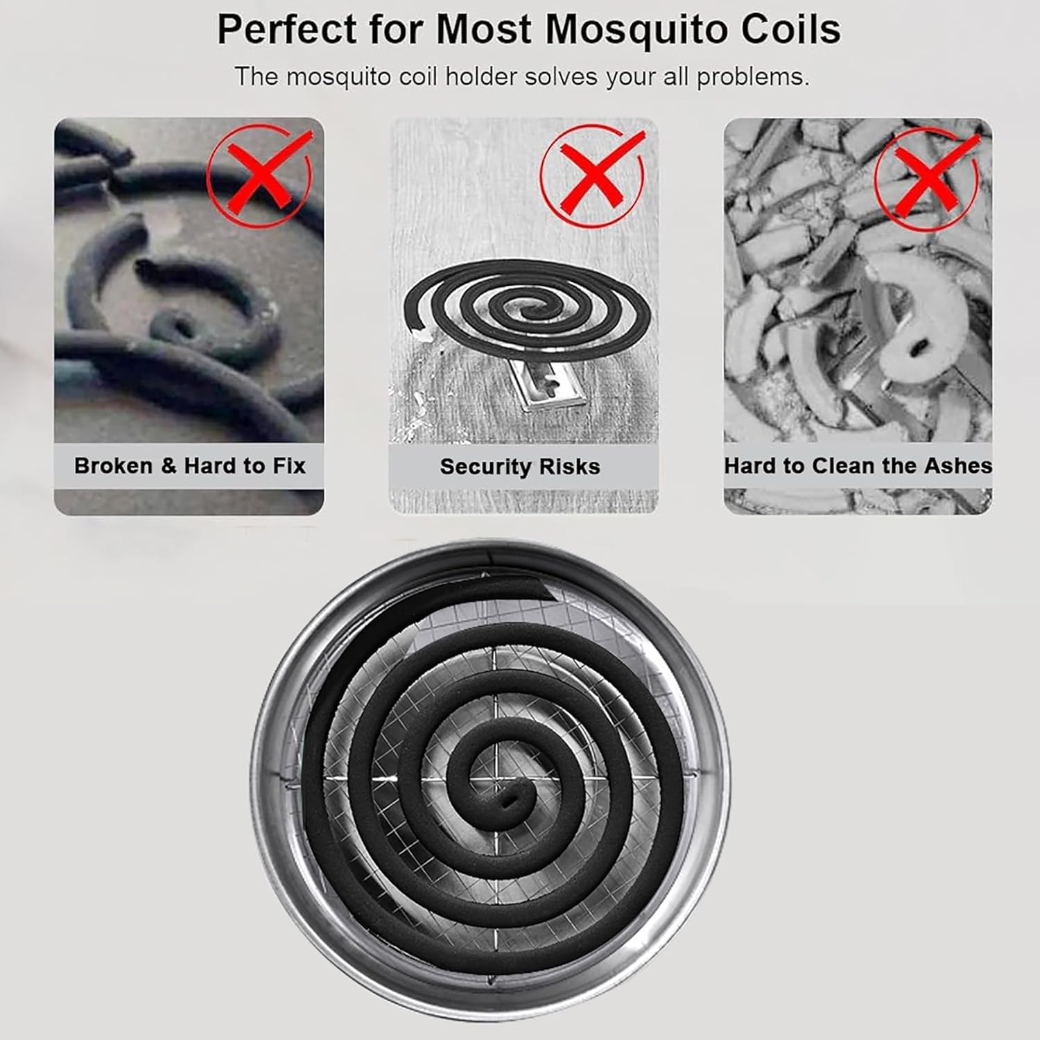 2 Pieces Portable Mosquito Coil Holder with Lid Windproof Burner