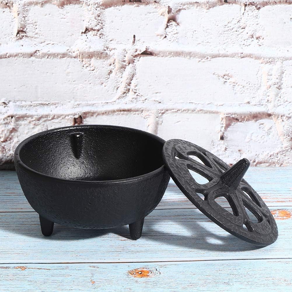 Gsycle Incense Burner Cast Iron Lotus Shape Censer With Lid