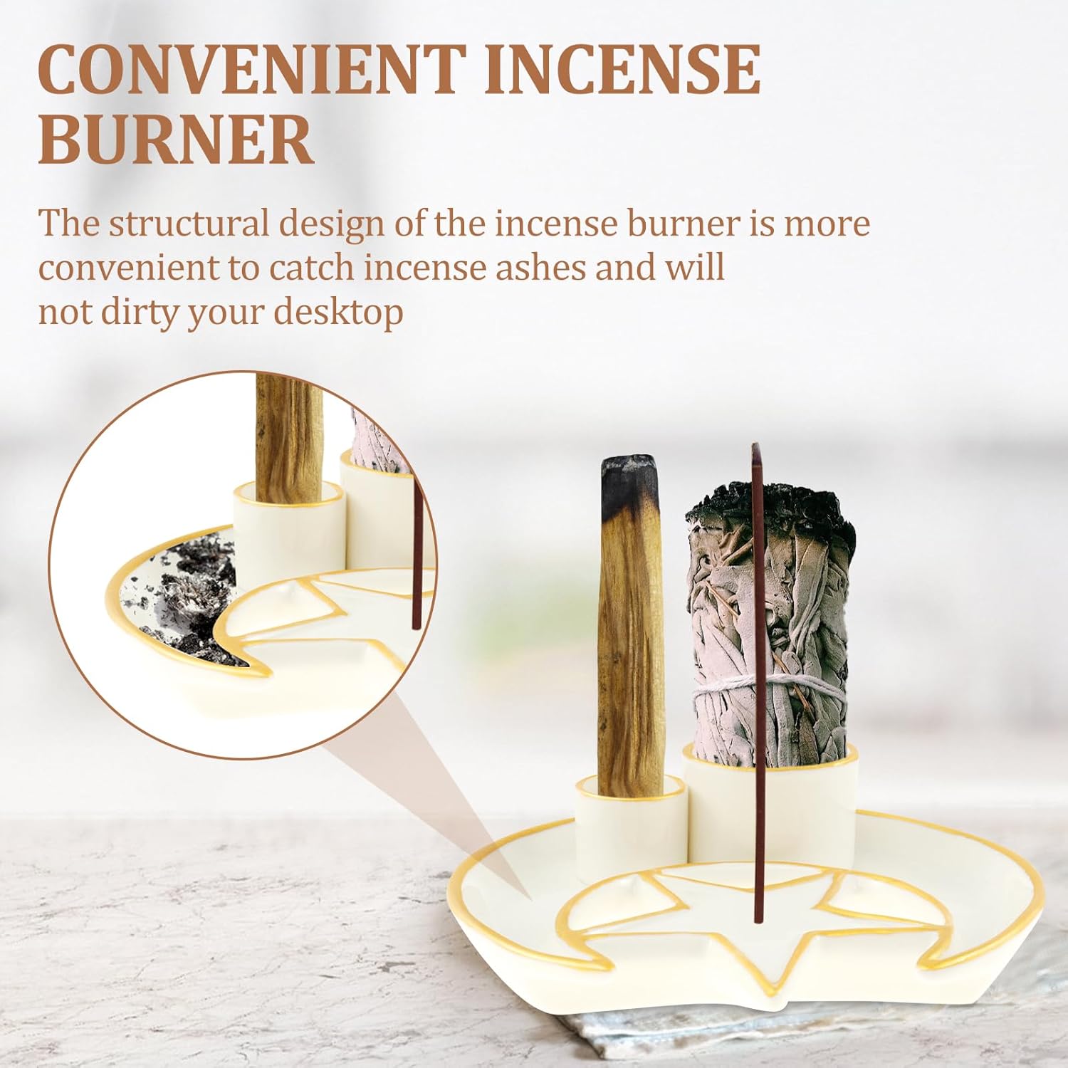 Multipurpose Incense and Candle Holder with Ash Catcher
