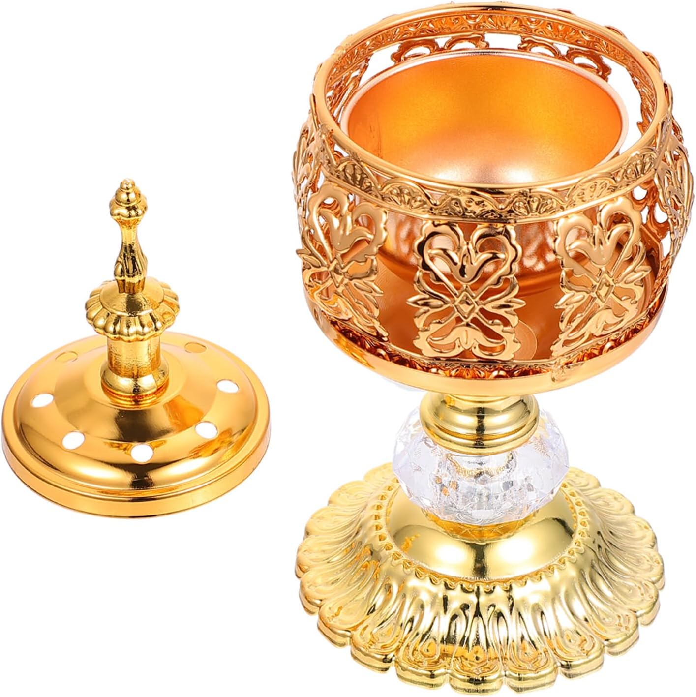 HOMSFOU Vintage Lace Incense Burner Wrought Iron Decor