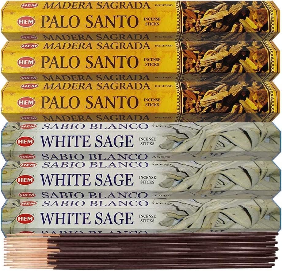 White Sage and Palo Santo Incense Sticks with Holder Bundle