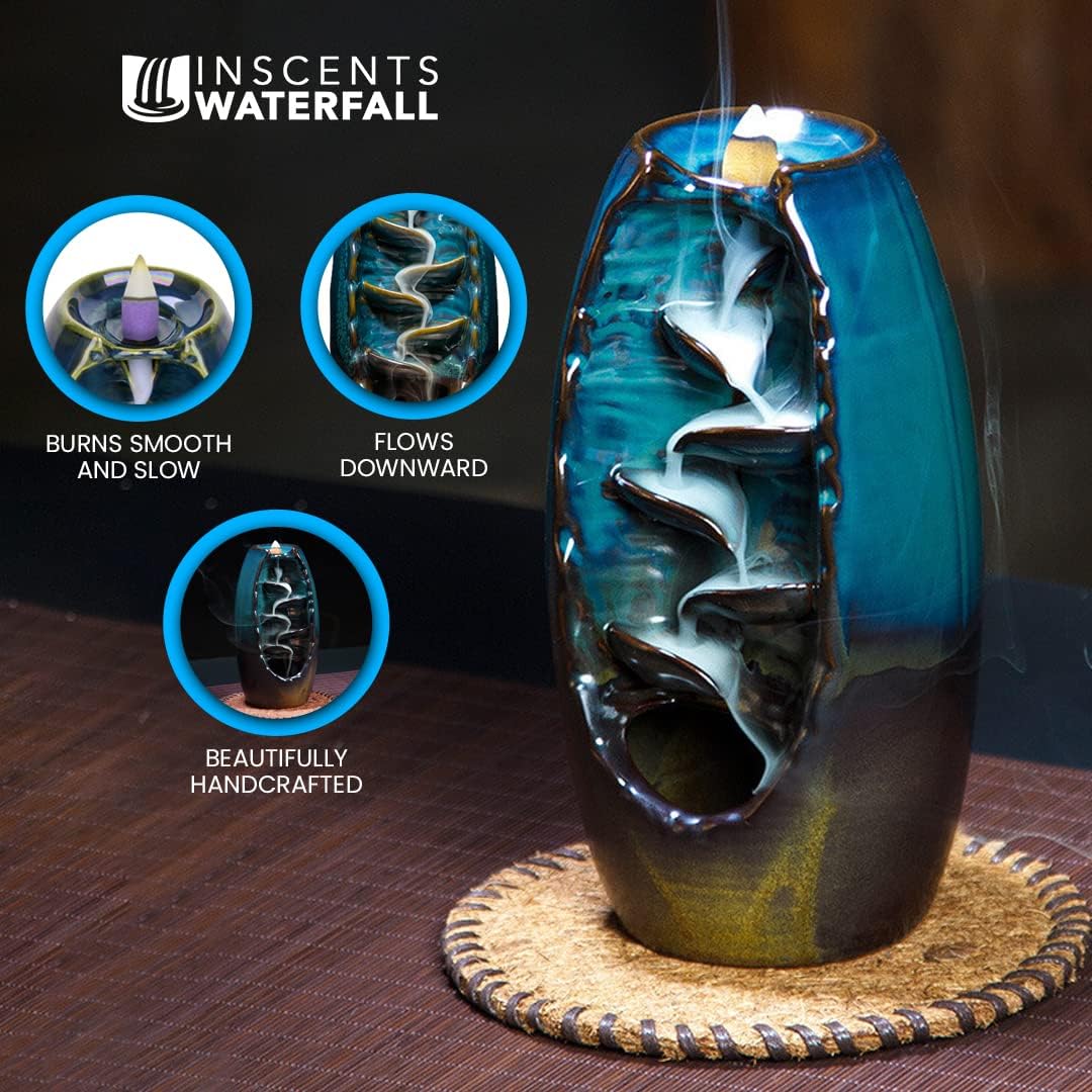 INSCENTS WATERFALL Ceramic Incense Holder with Backflow Design