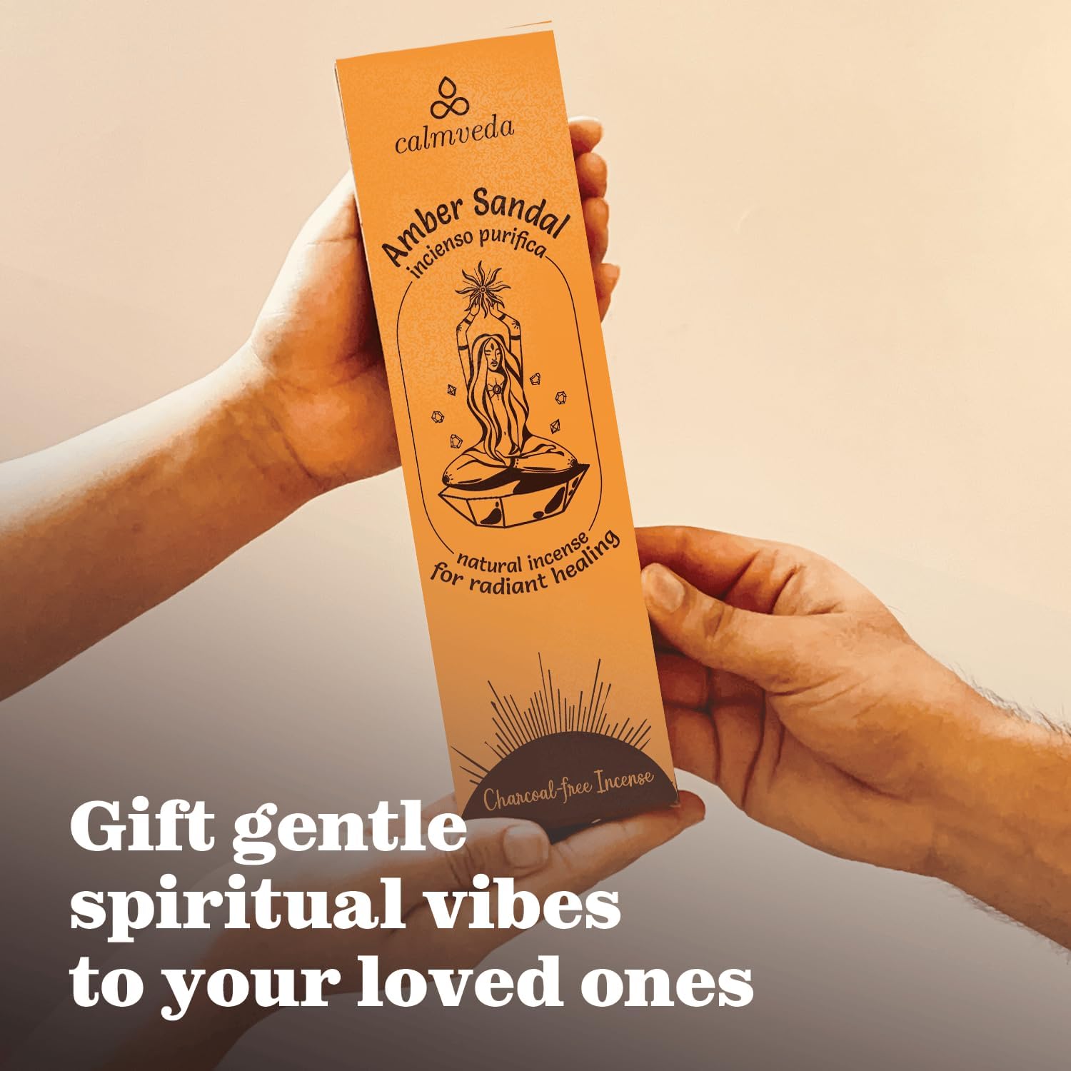 Calmveda Sandalwood Amber Incense Sticks - 40 Sticks 9 Inch Thick