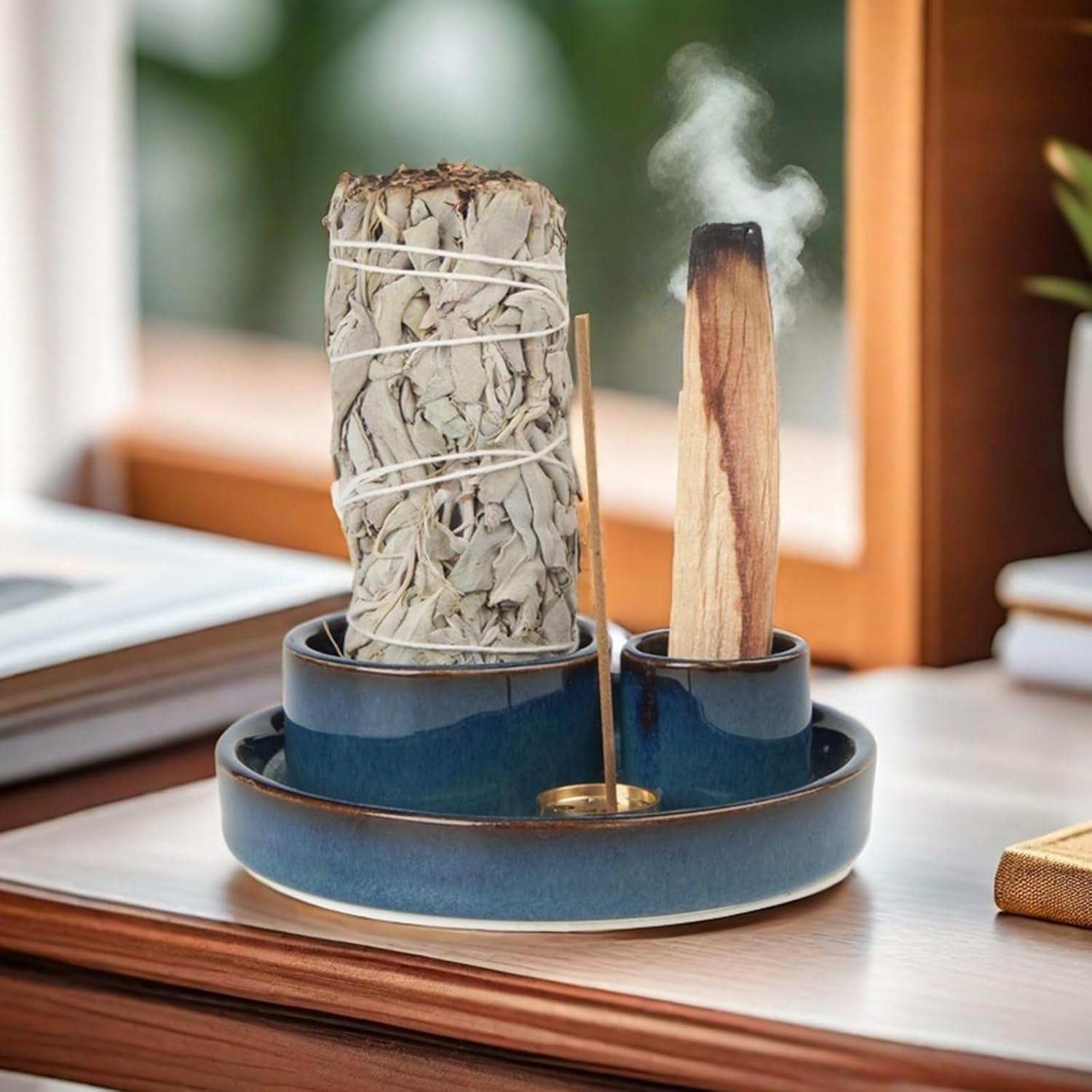 Gramstormax 4 In 1 Incense Holder with 9 Holes Blue Reactive