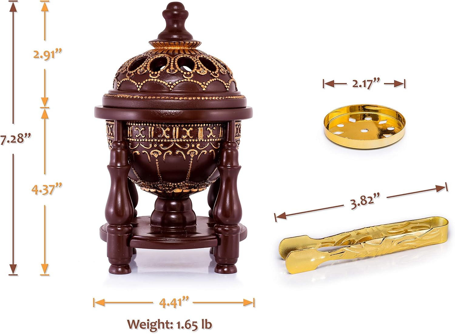 AM Charcoal Incense Burner - 4 Pillar Bakhoor Oud Holder 1