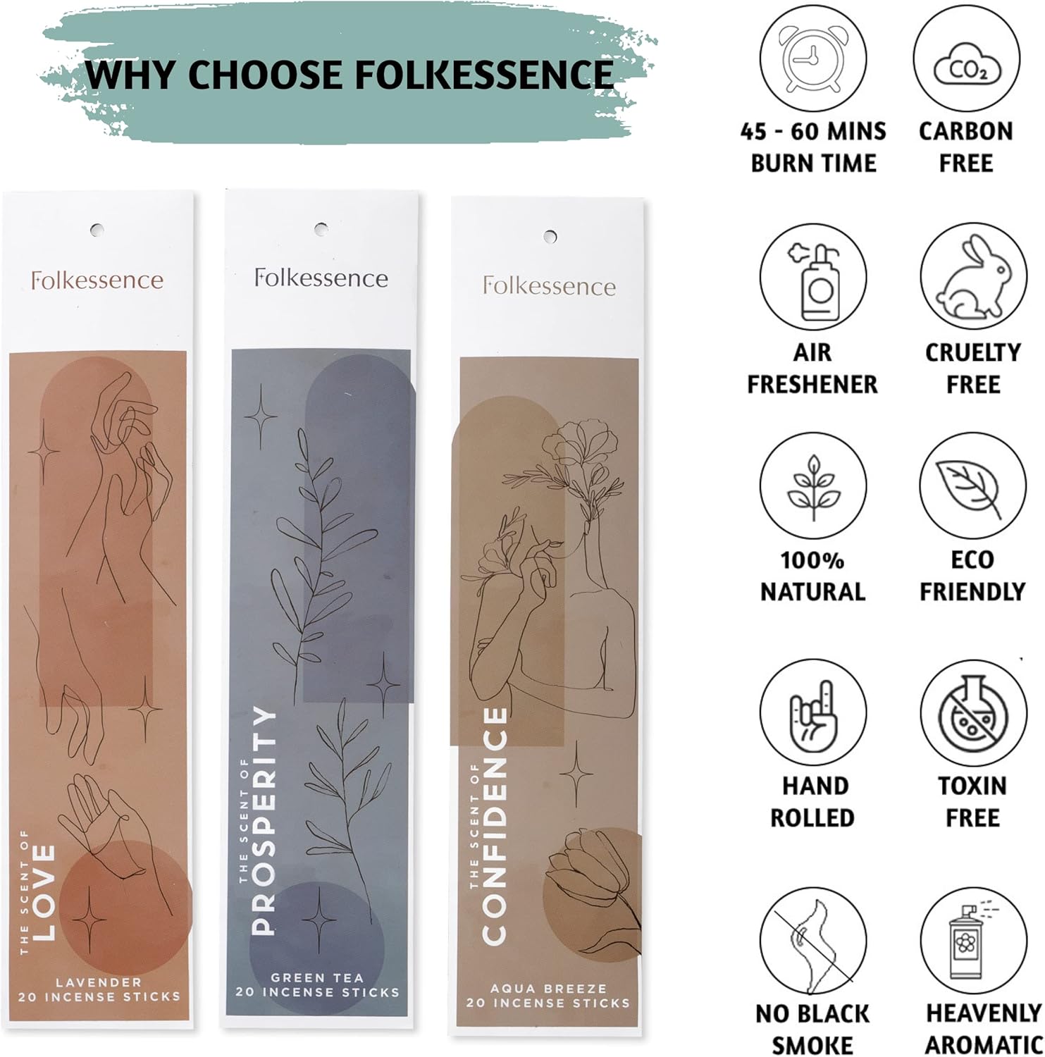 Folkulture Incense Sticks Set of 6 120 pcs 45 Min Burn Time