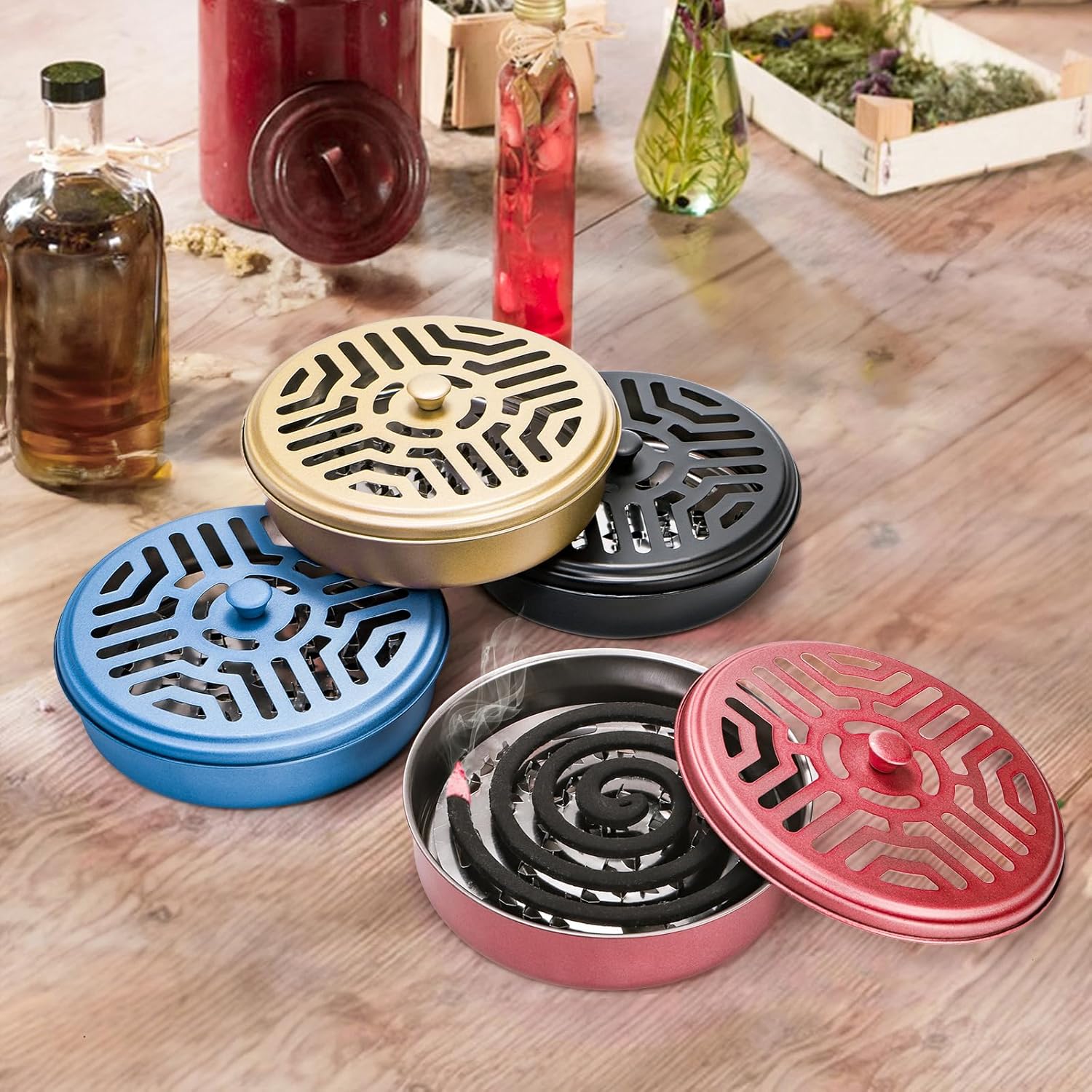 Elsjoy 8 Pack Mosquito Coil Holders Stainless Steel Portable Burners