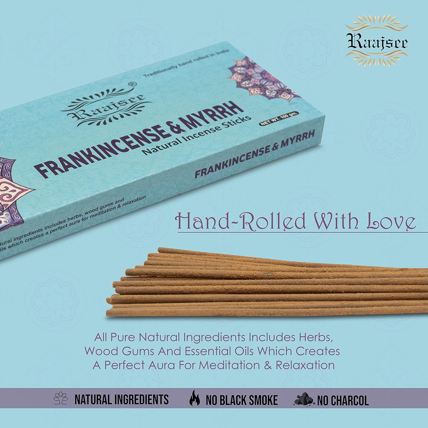 Raajsee Frankincense Myrrh Incense Sticks 100gm Pack