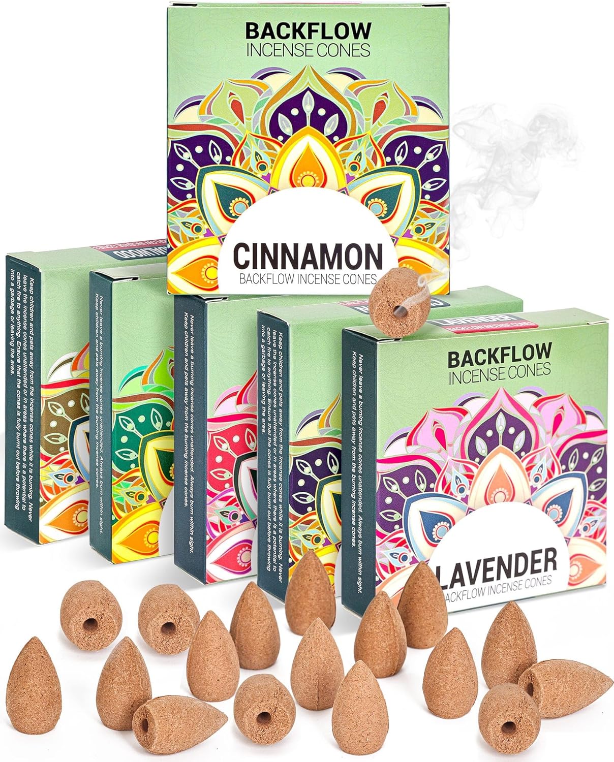 Backflow Incense Cones Variety Pack - 6 Mixed Scents