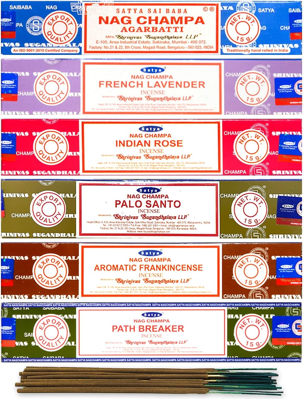 Satya Organic Incense Sticks Gift Set of 6 Pack Blue