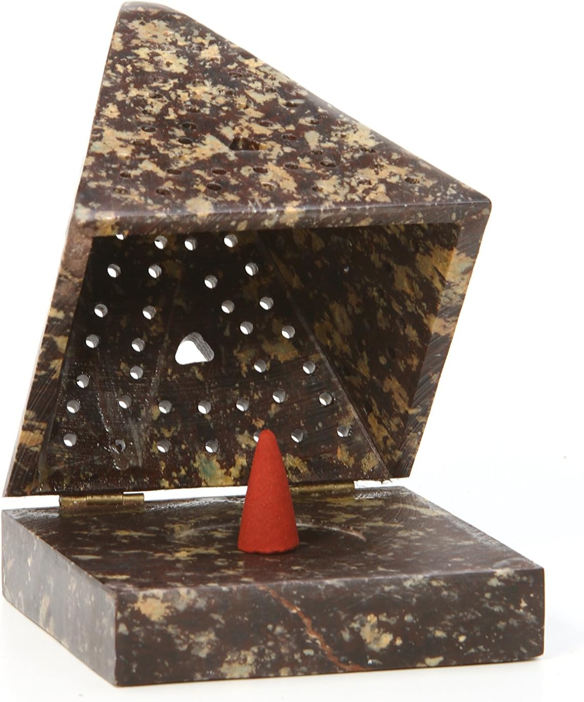 Hosleys 5 Inch High Soapstone Triangle Pyramid Incense Holder