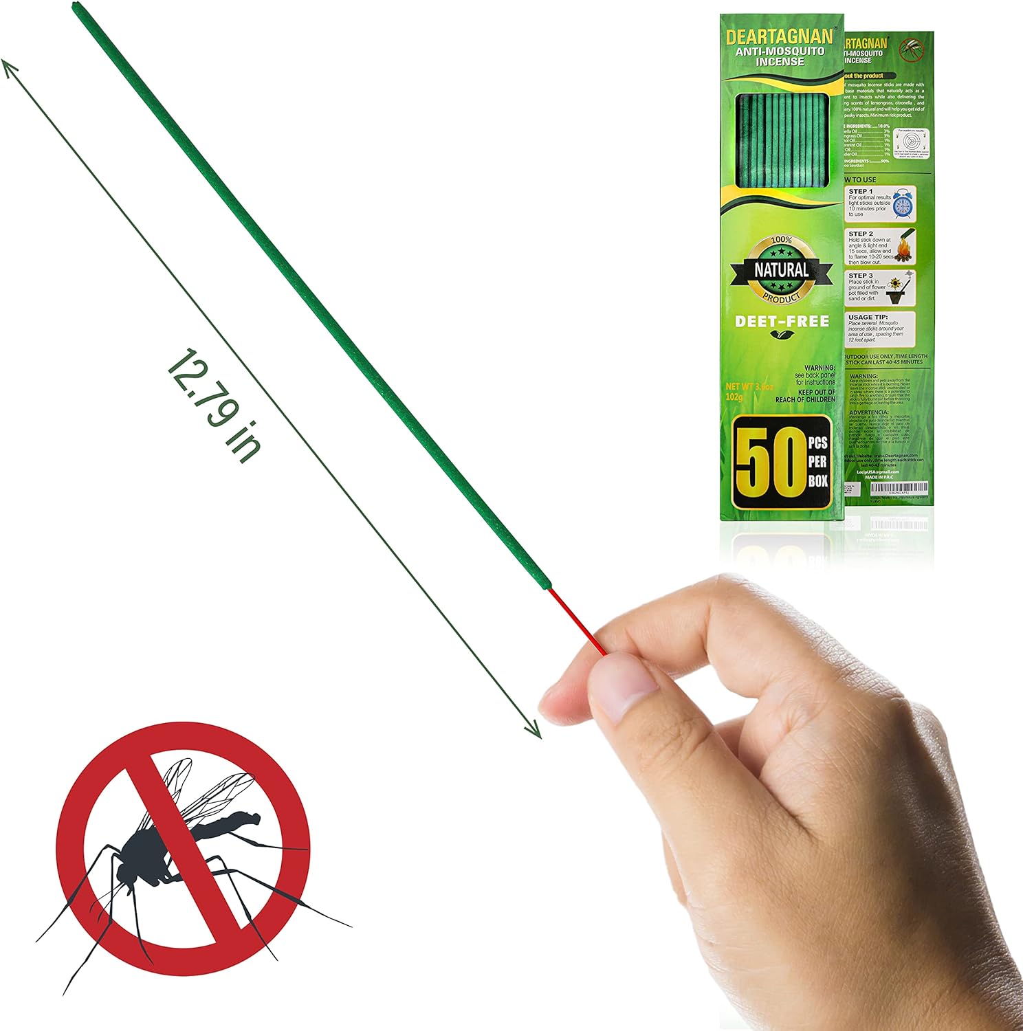 DEARTAGNAN Mosquito Repellent Incense Sticks 50 Pieces